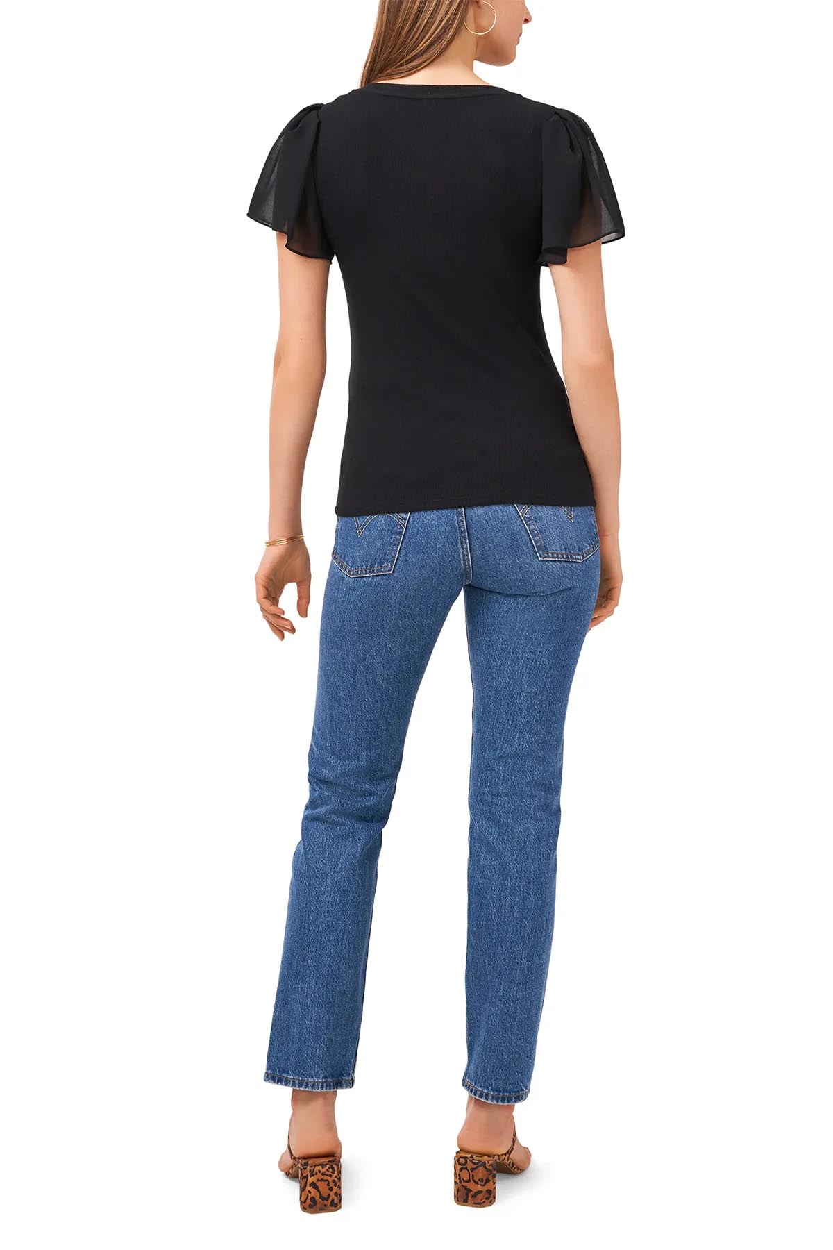 Kolları Volanlı Siyah Bluz