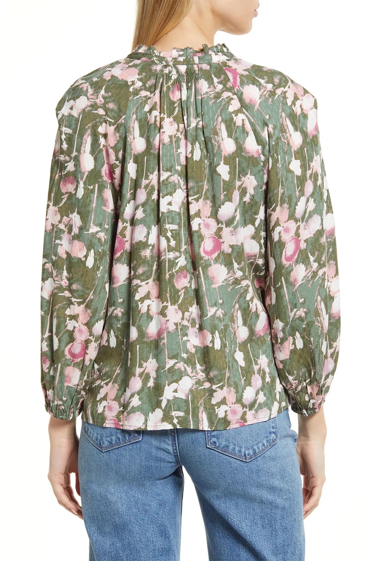 Uzun Kollu Çiçekli Bluz