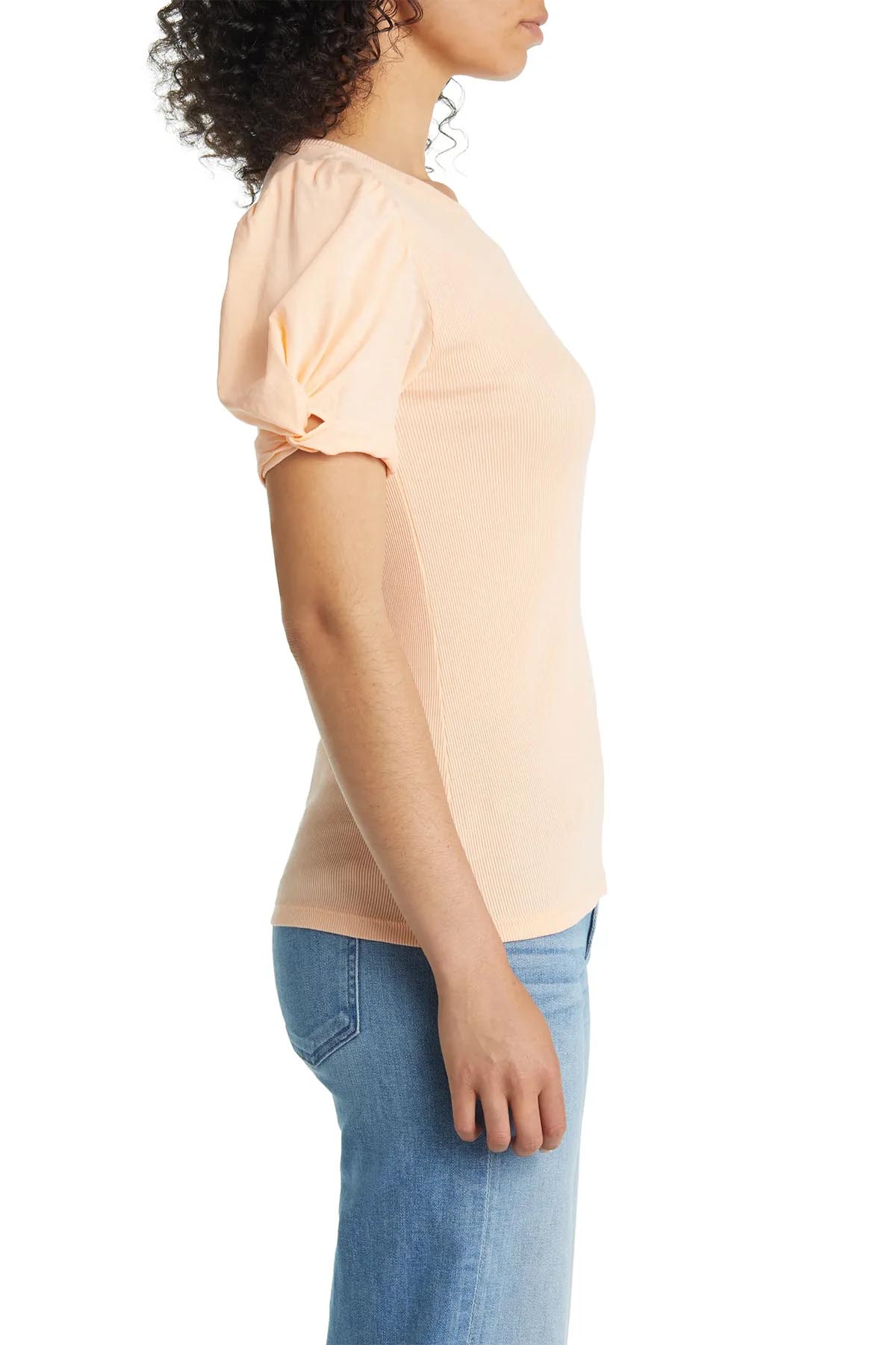 Kısa Kollu Pudra Bluz