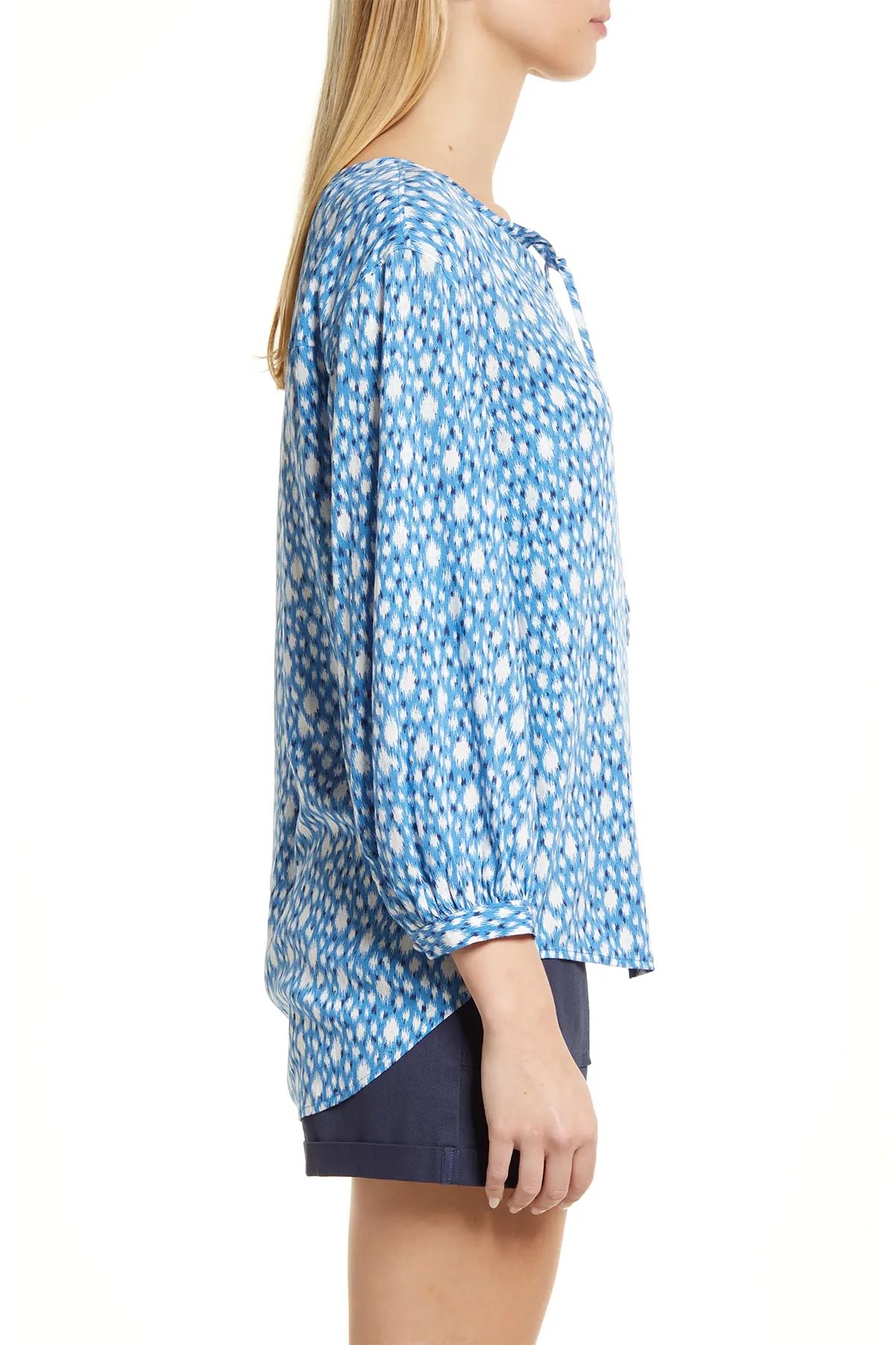 Mavi Soyut Desenli Bluz